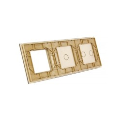 Trijų vietų LIVOLO stiklo panelė 7021G-63 (2+1+1xRėmelis) Aukso