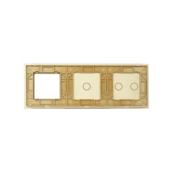 Trijų vietų LIVOLO stiklo panelė 7021G-63 (2+1+1xRėmelis) Aukso