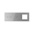 Trijų vietų LIVOLO stiklo panelė 7021G-64 (2+1+1xRėmelis) Pilka
