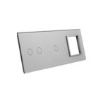 Trijų vietų LIVOLO stiklo panelė 7021G-64 (2+1+1xRėmelis) Pilka