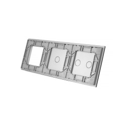 Trijų vietų LIVOLO stiklo panelė 7021G-64 (2+1+1xRėmelis) Pilka