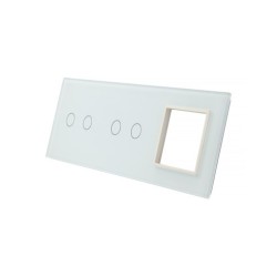 Trijų vietų LIVOLO stiklo panelė 7022G-61 (2+2+1xRėmelis) Balta