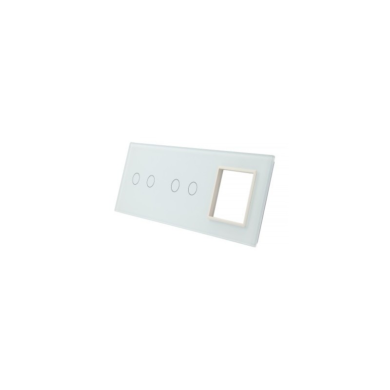 Trijų vietų LIVOLO stiklo panelė 7022G-61 (2+2+1xRėmelis) Balta