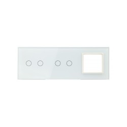 Trijų vietų LIVOLO stiklo panelė 7022G-61 (2+2+1xRėmelis) Balta