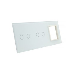 Trijų vietų LIVOLO stiklo panelė 7022G-61 (2+2+1xRėmelis) Balta