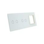 Trijų vietų LIVOLO stiklo panelė 7022G-61 (2+2+1xRėmelis) Balta