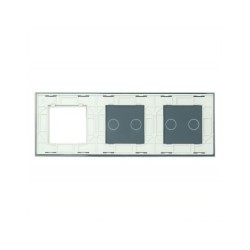 Trijų vietų LIVOLO stiklo panelė 7022G-61 (2+2+1xRėmelis) Balta