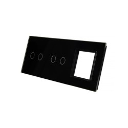 Trijų vietų LIVOLO stiklo panelė 7022G-62 (2+2+1xRėmelis) Juoda