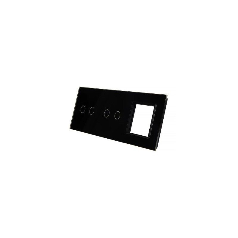 Trijų vietų LIVOLO stiklo panelė 7022G-62 (2+2+1xRėmelis) Juoda