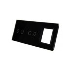 Trijų vietų LIVOLO stiklo panelė 7022G-62 (2+2+1xRėmelis) Juoda