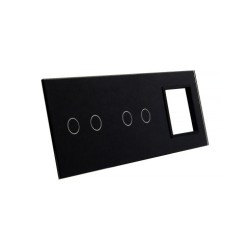 Trijų vietų LIVOLO stiklo panelė 7022G-62 (2+2+1xRėmelis) Juoda