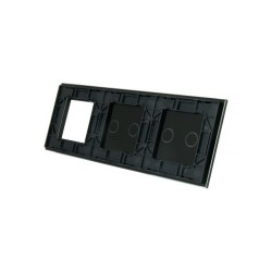 Trijų vietų LIVOLO stiklo panelė 7022G-62 (2+2+1xRėmelis) Juoda