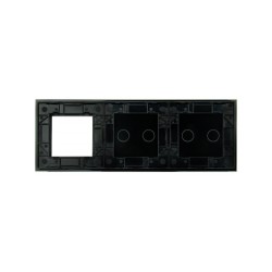 Trijų vietų LIVOLO stiklo panelė 7022G-62 (2+2+1xRėmelis) Juoda