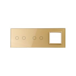 Trijų vietų LIVOLO stiklo panelė 7022G-63 (2+2+1xRėmelis) Aukso
