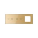 Trijų vietų LIVOLO stiklo panelė 7022G-63 (2+2+1xRėmelis) Aukso