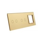 Trijų vietų LIVOLO stiklo panelė 7022G-63 (2+2+1xRėmelis) Aukso