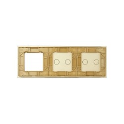 Trijų vietų LIVOLO stiklo panelė 7022G-63 (2+2+1xRėmelis) Aukso