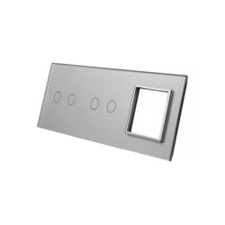 Trijų vietų LIVOLO stiklo panelė 7022G-64 (2+2+1xRėmelis) Pilka