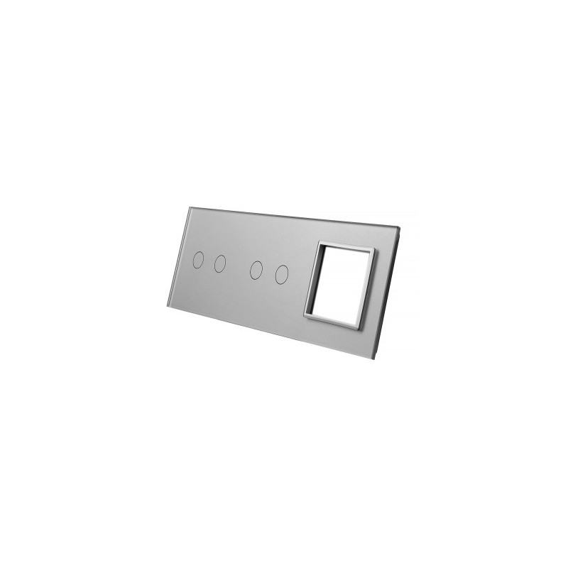 Trijų vietų LIVOLO stiklo panelė 7022G-64 (2+2+1xRėmelis) Pilka
