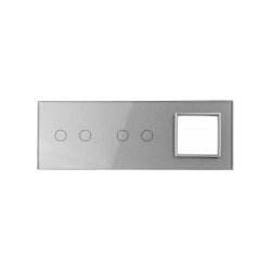 Trijų vietų LIVOLO stiklo panelė 7022G-64 (2+2+1xRėmelis) Pilka