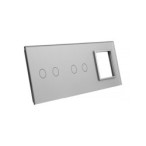 Trijų vietų LIVOLO stiklo panelė 7022G-64 (2+2+1xRėmelis) Pilka