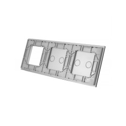 Trijų vietų LIVOLO stiklo panelė 7022G-64 (2+2+1xRėmelis) Pilka