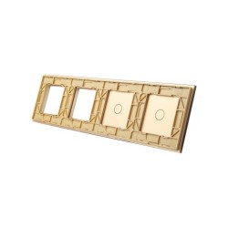 Keturių vietų LIVOLO stiklo panelė 7011GG-63 (1+1+2xRėmelis) Aukso