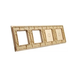 Keturių vietų LIVOLO stiklo panelė 7011GG-63 (1+1+2xRėmelis) Aukso