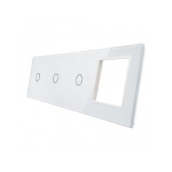 Keturių vietų LIVOLO stiklo panelė 70111G-61 (1+1+1+1xRėmelis) Balta