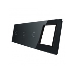 Keturių vietų LIVOLO stiklo panelė 70111G-62 (1+1+1+1xRėmelis) Juoda