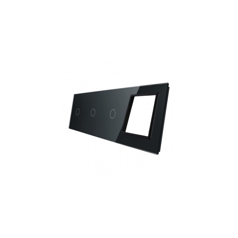 Keturių vietų LIVOLO stiklo panelė 70111G-62 (1+1+1+1xRėmelis) Juoda