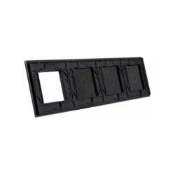 Keturių vietų LIVOLO stiklo panelė 70111G-62 (1+1+1+1xRėmelis) Juoda