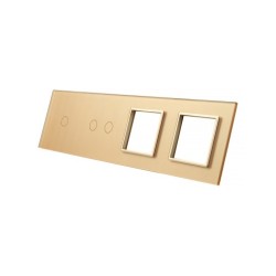 Keturių vietų LIVOLO stiklo panelė 7012GG-63 (1+2+2xRėmelis) Aukso