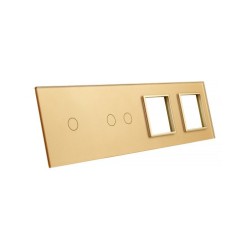Keturių vietų LIVOLO stiklo panelė 7012GG-63 (1+2+2xRėmelis) Aukso