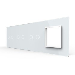 Keturių vietų LIVOLO stiklo panelė 70222G-61 (2+2+2+1xRėmelis) Balta