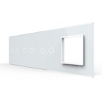 Keturių vietų LIVOLO stiklo panelė 70222G-61 (2+2+2+1xRėmelis) Balta