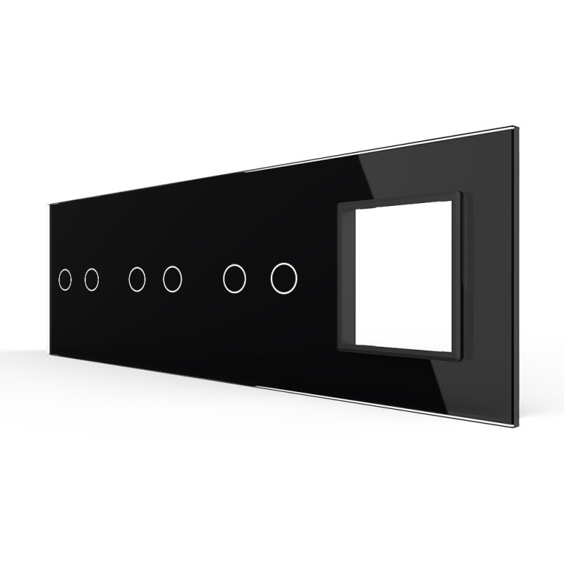 Keturių vietų LIVOLO stiklo panelė 70222G-62 (2+2+2+1xRėmelis) Juoda