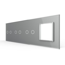 Keturių vietų LIVOLO stiklo panelė 70222G-64 (2+2+2+1xRėmelis) Pilka