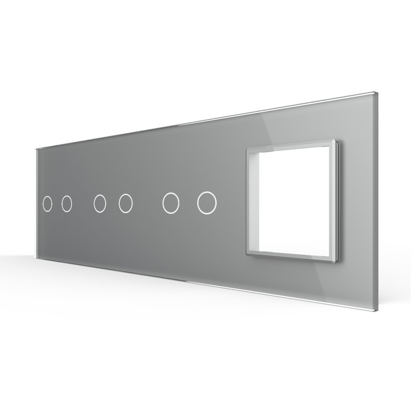 Keturių vietų LIVOLO stiklo panelė 70222G-64 (2+2+2+1xRėmelis) Pilka
