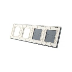 Keturių vietų LIVOLO stiklo panelė 7022GG-61 (2+2+2xRėmelis) Balta