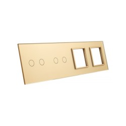 Keturių vietų LIVOLO stiklo panelė 7022GG-63 (2+2+2xRėmelis) Aukso