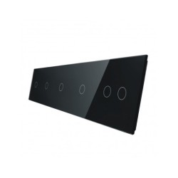 Penkių vietų LIVOLO stiklo panelė 7011112-62 (1+1+1+1+2) Juoda