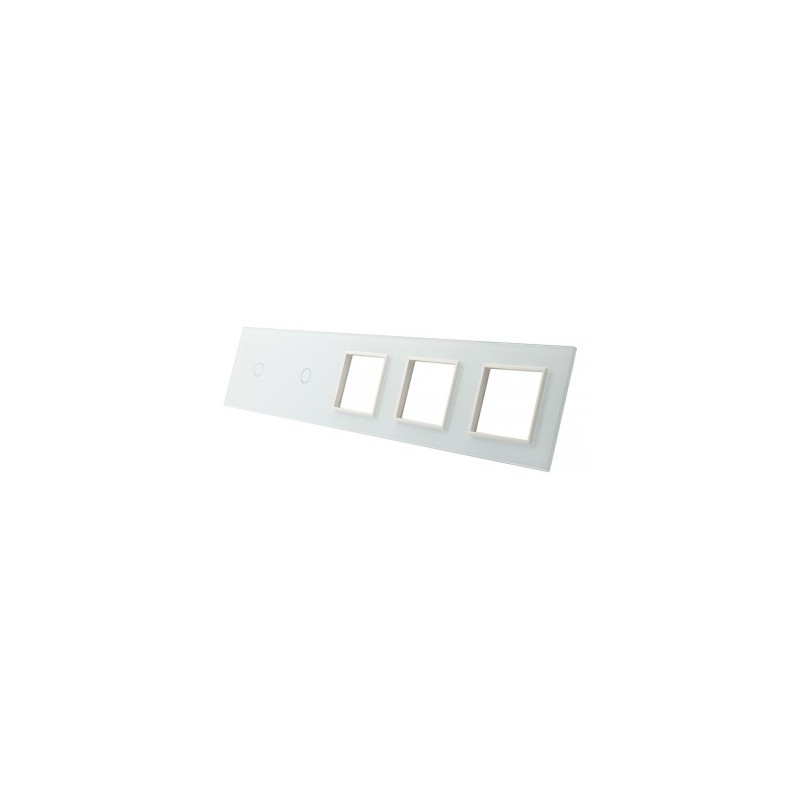 Penkių vietų LIVOLO stiklo panelė 7011GGG-61 (1+1+3xRėmelis) Balta