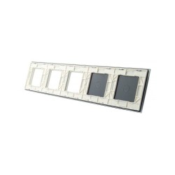 Penkių vietų LIVOLO stiklo panelė 7011GGG-61 (1+1+3xRėmelis) Balta