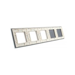 Penkių vietų LIVOLO stiklo panelė 7011GGG-61 (1+1+3xRėmelis) Balta