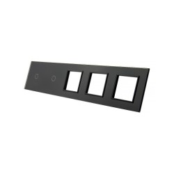 Penkių vietų LIVOLO stiklo panelė 7011GGG-62 (1+1+3xRėmelis) Juoda