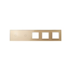Penkių vietų LIVOLO stiklo panelė 7011GGG-63 (1+1+3xRėmelis) Aukso