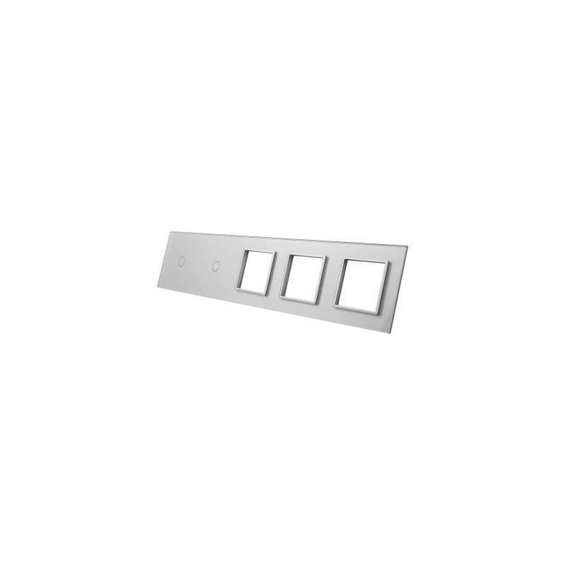 Penkių vietų LIVOLO stiklo panelė 7011GGG-63 (1+1+3xRėmelis) Pilka