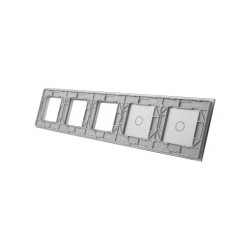 Penkių vietų LIVOLO stiklo panelė 7011GGG-63 (1+1+3xRėmelis) Pilka