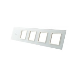 Penkių vietų LIVOLO stiklo panelė 701GGGG-61 (1+4xRėmelis) Balta